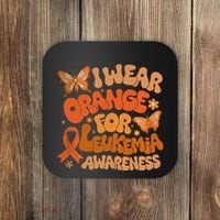 I Wear Orange For Leukemia Awareness Coaster thumb 0