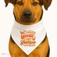 I Wear Orange For Leukemia Awareness USA-Made Doggie Bandana thumb 1
