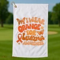 I Wear Orange For Leukemia Awareness Golf Towel thumb 1