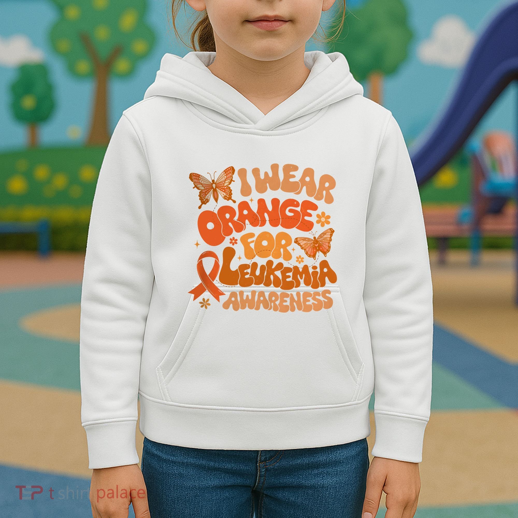 I Wear Orange For Leukemia Awareness Kids Hoodie