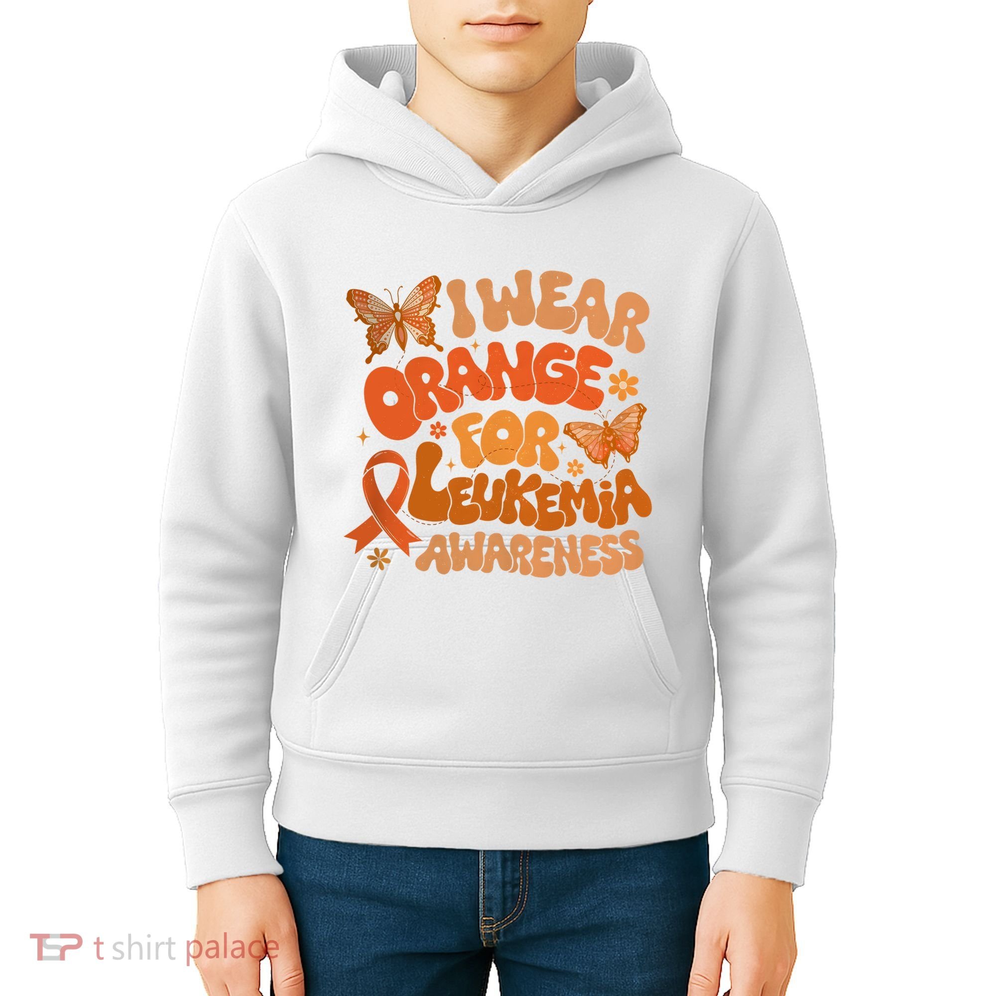 I Wear Orange For Leukemia Awareness Kids Hoodie