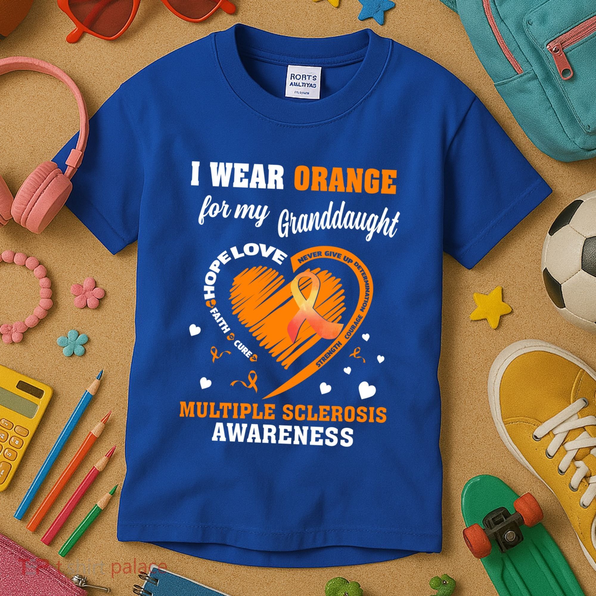 I Wear Orange For My Granddaughter Multiple Sclerosis Ms Gift Kids T-Shirt