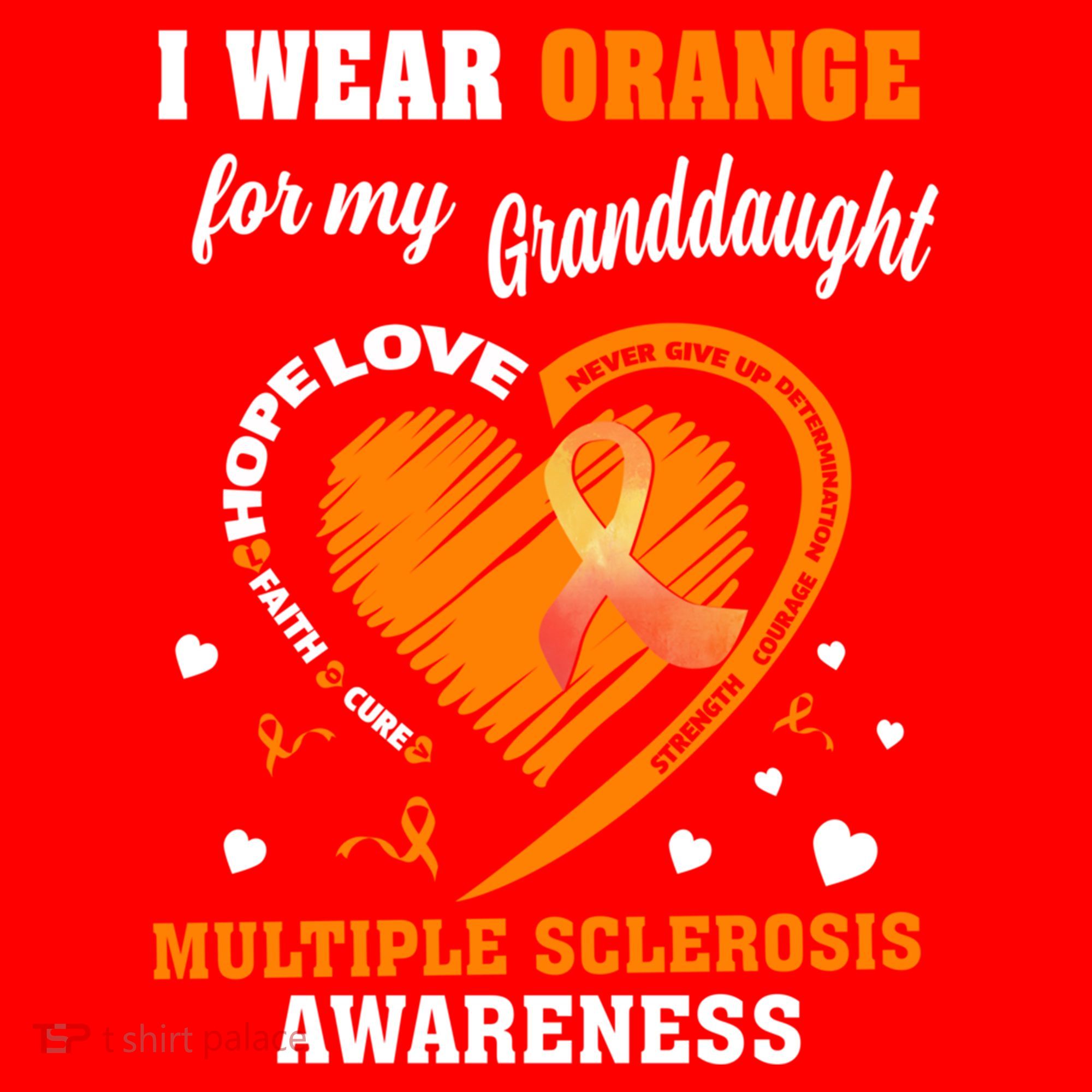 I Wear Orange For My Granddaughter Multiple Sclerosis Ms Gift Santa Hat