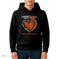 I Wear Orange For My Sister MS Multiple Sclerosis Awareness Kids Hoodie thumb 4