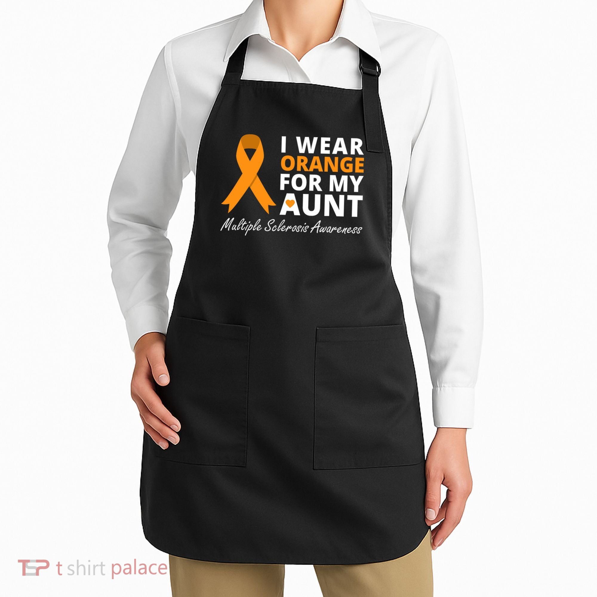 I Wear Orange For My Aunt Ms Awareness Ribbon Apron