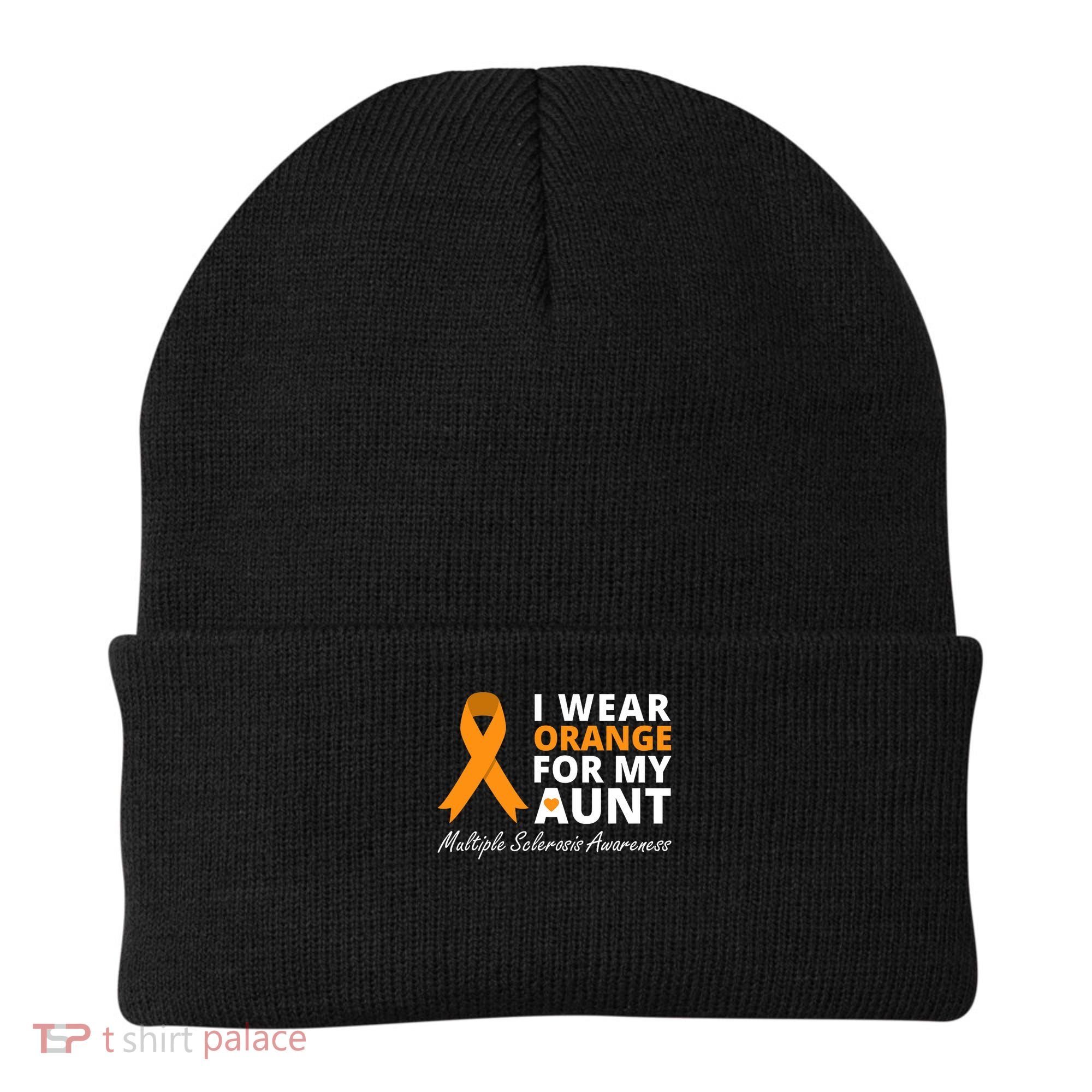 I Wear Orange For My Aunt Ms Awareness Ribbon Beanie