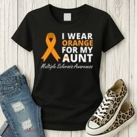 I Wear Orange For My Aunt Ms Awareness Ribbon Women's T-Shirt thumb 3