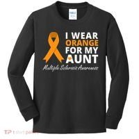 I Wear Orange For My Aunt Ms Awareness Ribbon Kids Long Sleeve Shirt thumb 0