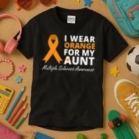 I Wear Orange For My Aunt Ms Awareness Ribbon Kids T-Shirt thumb 3
