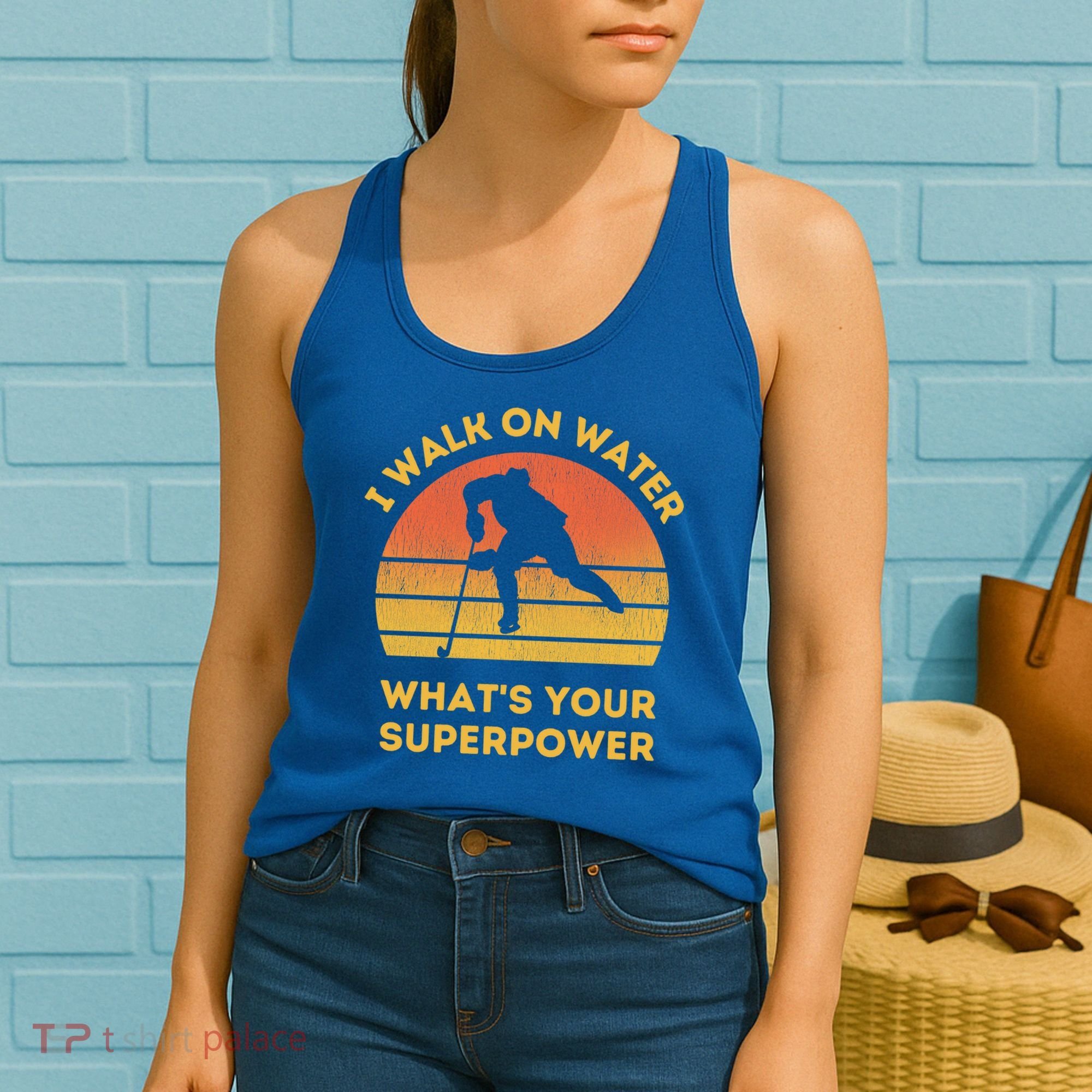 I Walk On Water Whats Your Superpower Ice Hockey Christmas Meaningful Gift Women's Tank Top