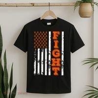 I Wear Orange Fight Kidney Cancer Awareness American Flag T-Shirt thumb 2