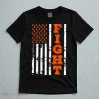 I Wear Orange Fight Kidney Cancer Awareness American Flag T-Shirt thumb 5