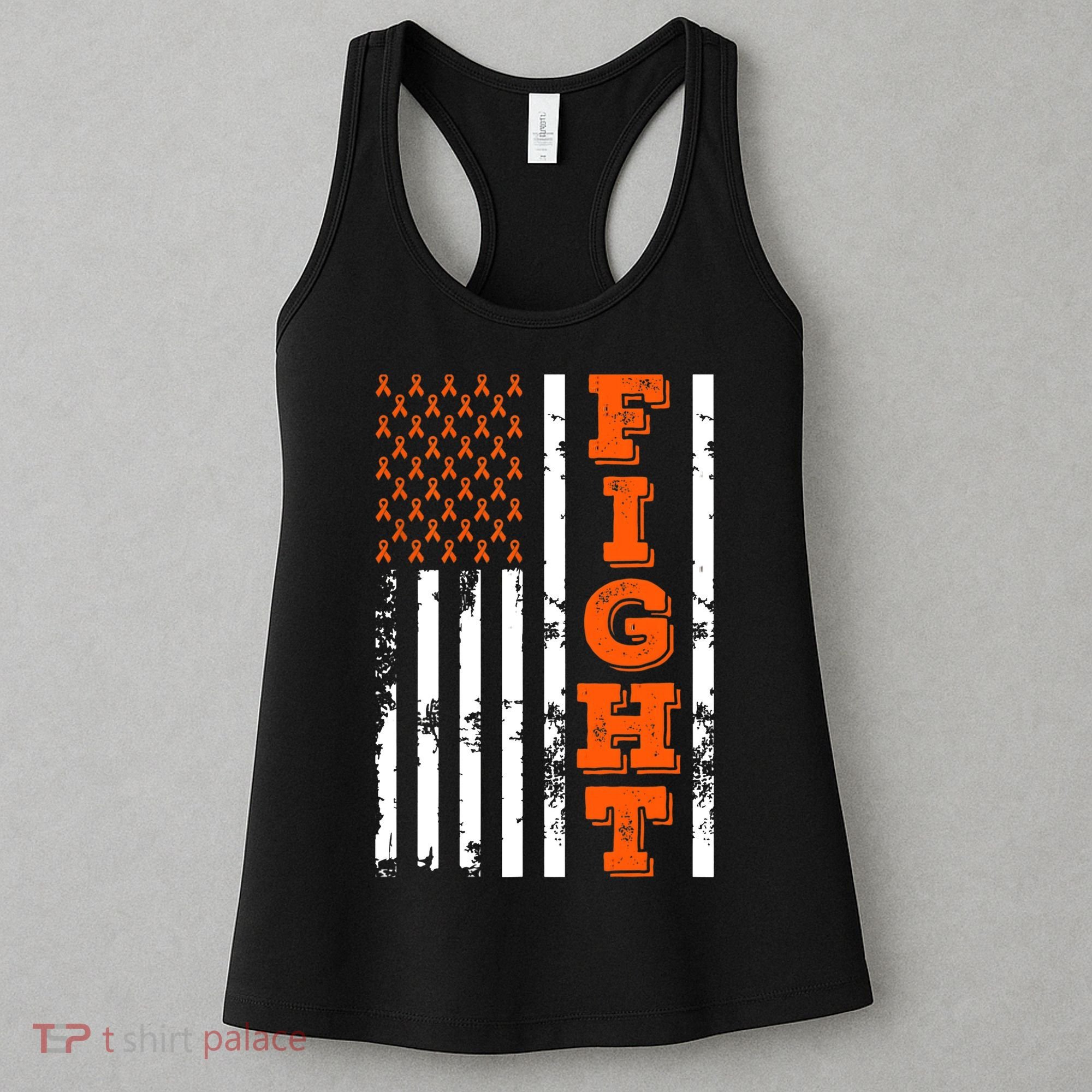 I Wear Orange Fight Kidney Cancer Awareness American Flag Women's Tank Top