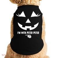 I'm With Peter Peter Skeleton Hand Pointing Matching Halloween Doggie Tank thumb 0
