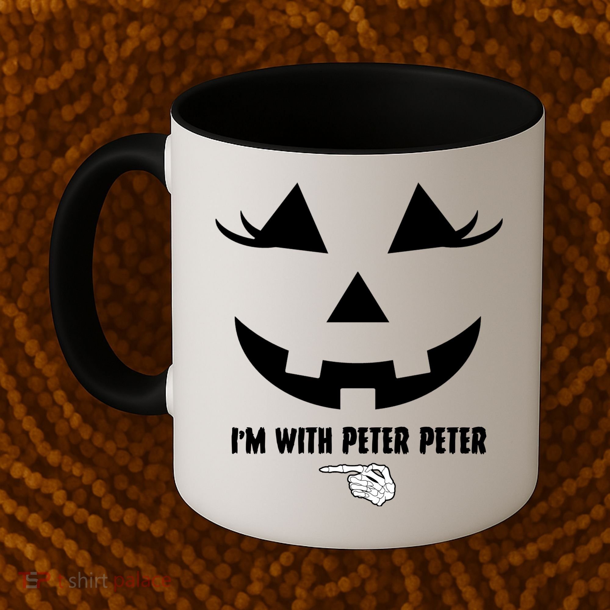 I'm With Peter Peter Skeleton Hand Pointing Matching Halloween Coffee Mug