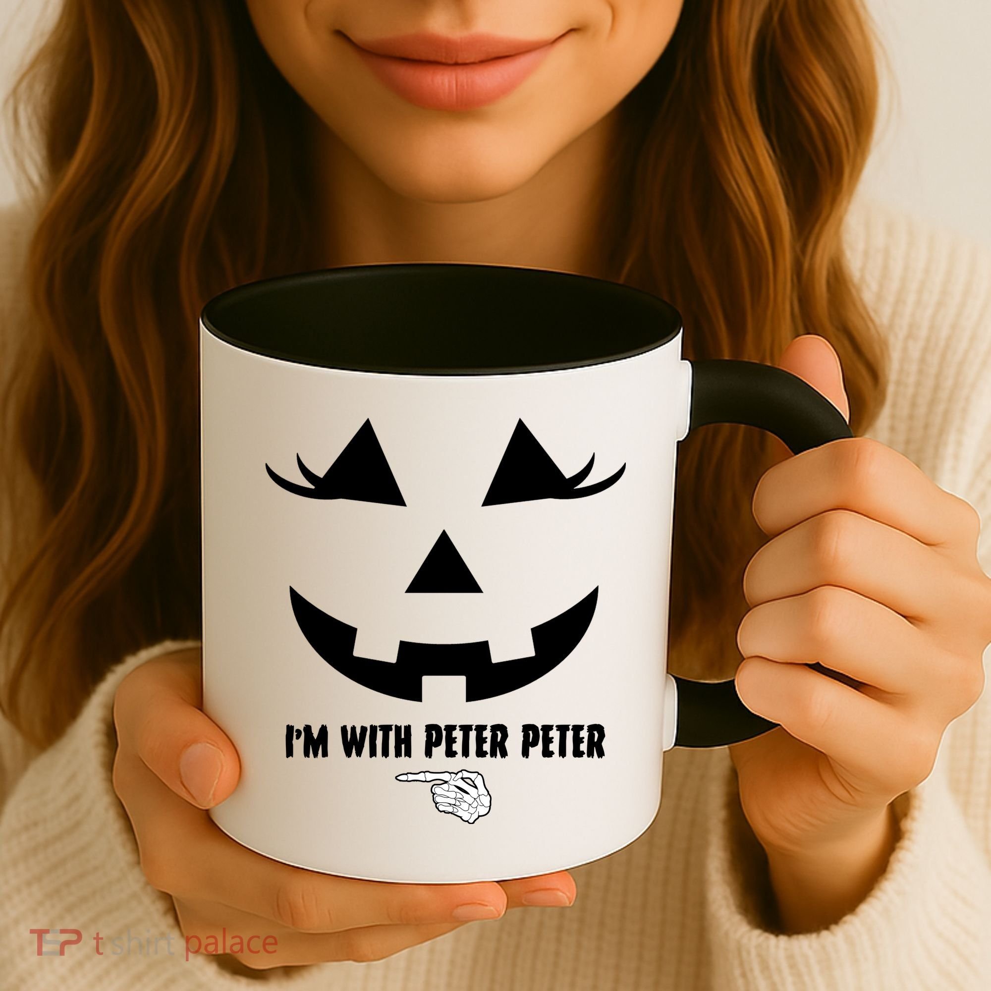 I'm With Peter Peter Skeleton Hand Pointing Matching Halloween Coffee Mug