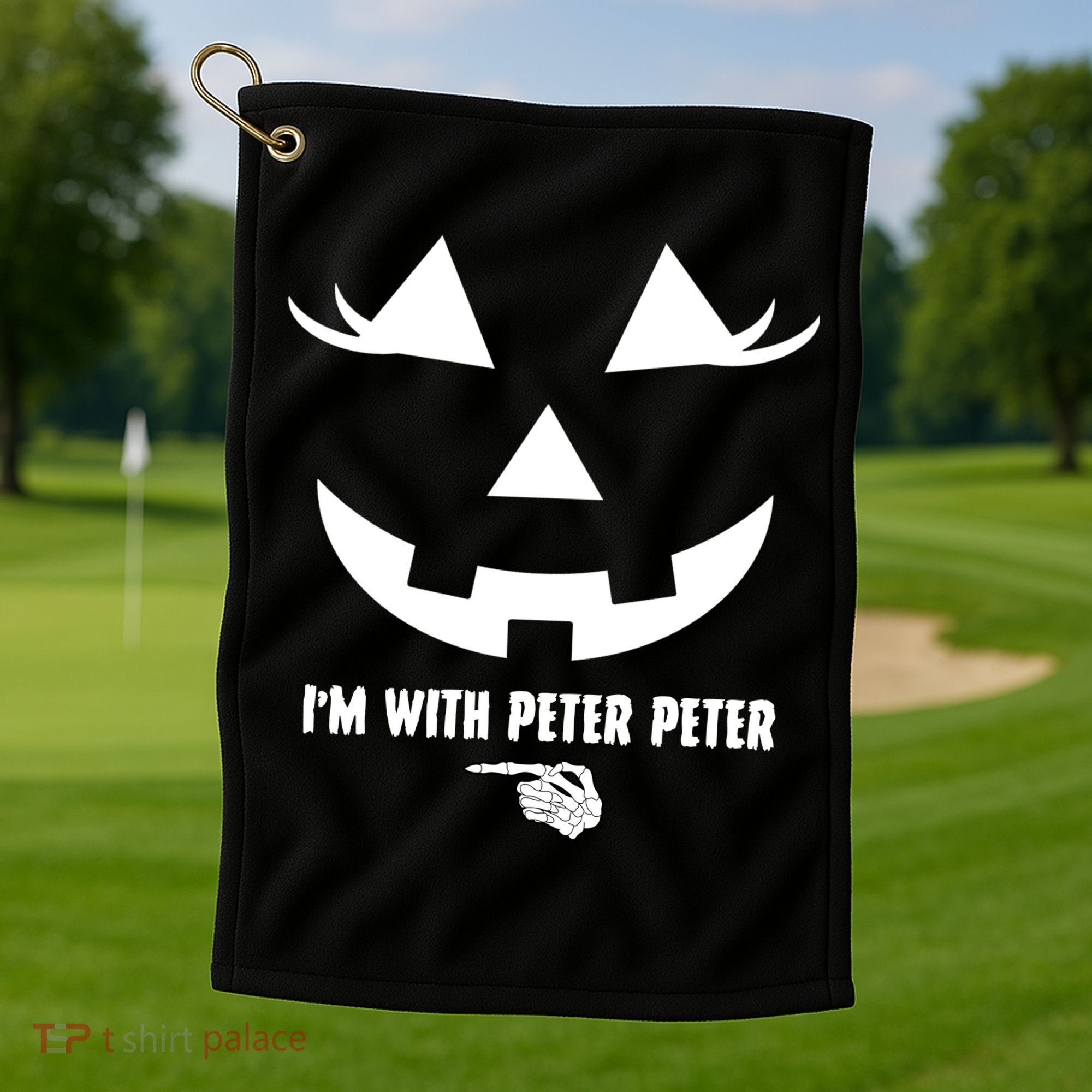 I'm With Peter Peter Skeleton Hand Pointing Matching Halloween Golf Towel
