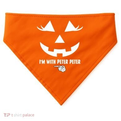 I'm With Peter Peter Skeleton Hand Pointing Matching Halloween USA-Made Doggie Bandana