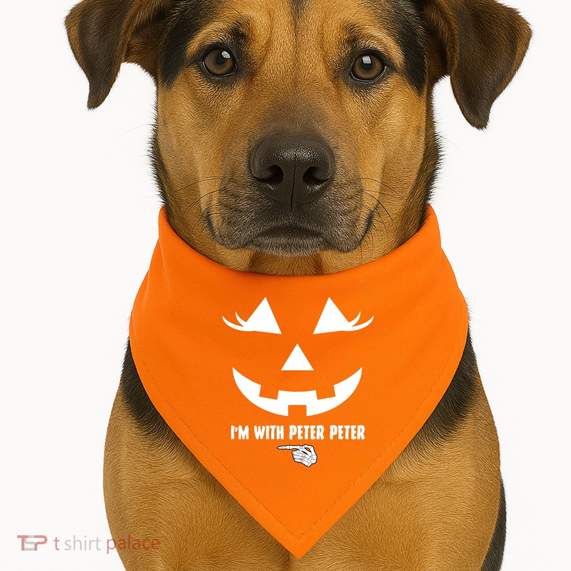 I'm With Peter Peter Skeleton Hand Pointing Matching Halloween USA-Made Doggie Bandana
