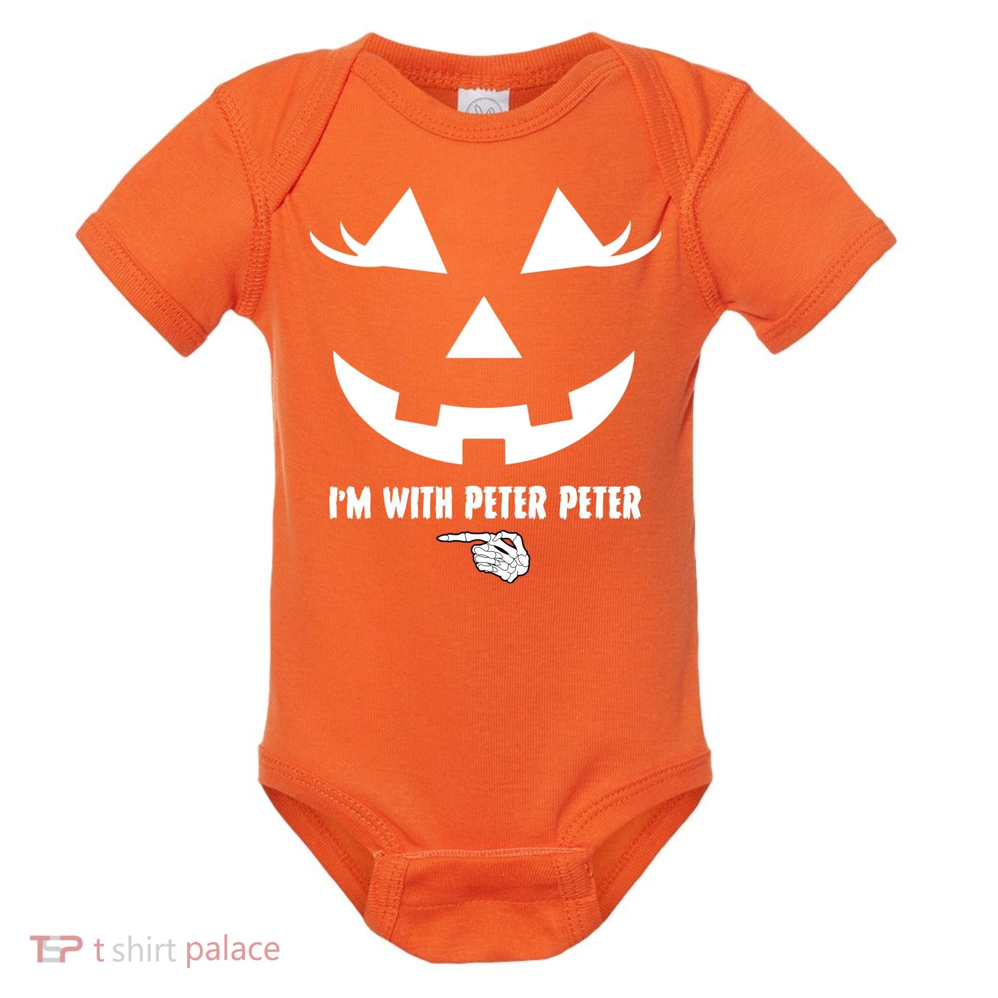 I'm With Peter Peter Skeleton Hand Pointing Matching Halloween Baby Bodysuit