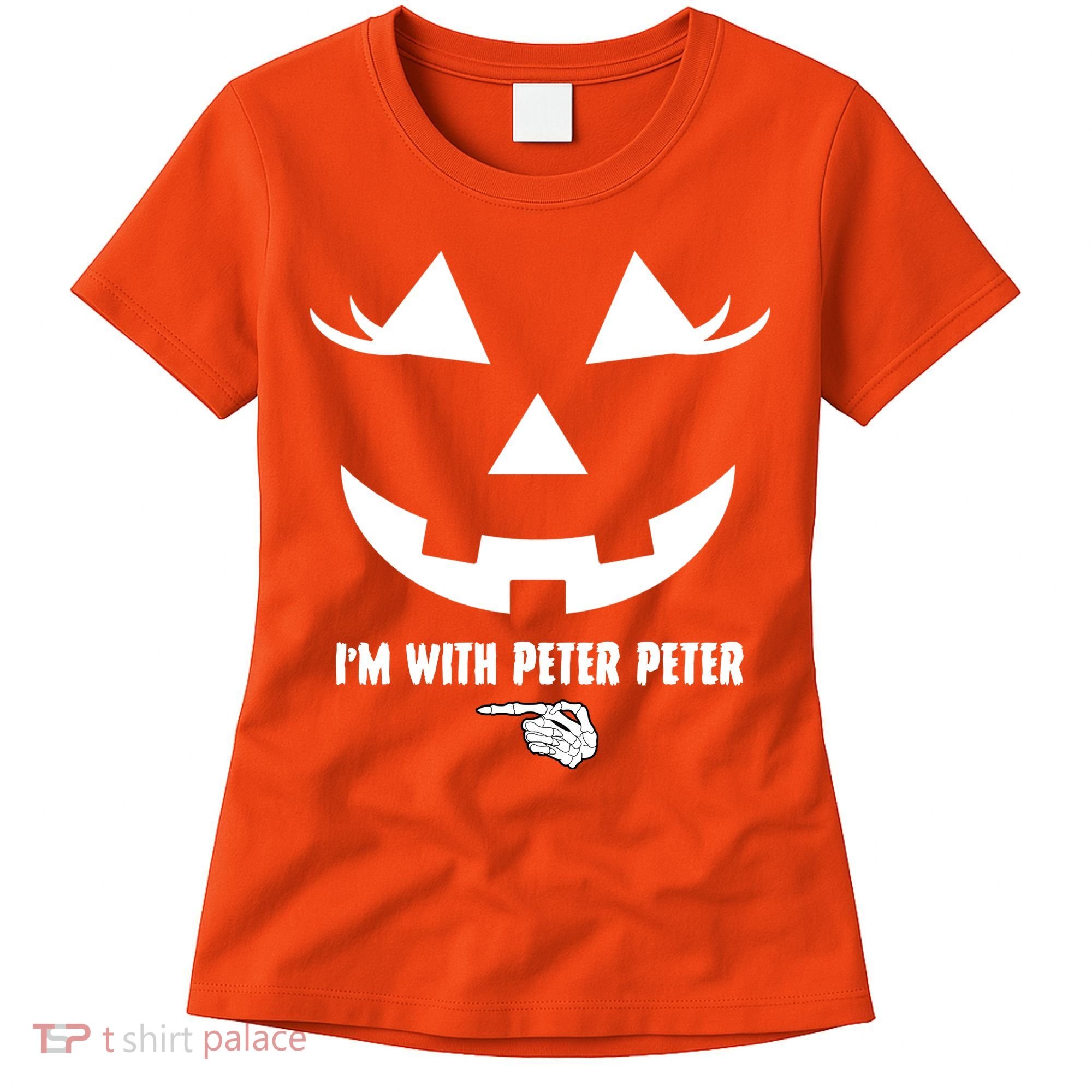 I'm With Peter Peter Skeleton Hand Pointing Matching Halloween Women's T-Shirt