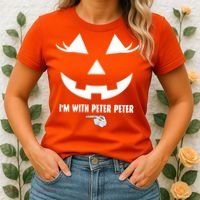 I'm With Peter Peter Skeleton Hand Pointing Matching Halloween Women's T-Shirt thumb 2