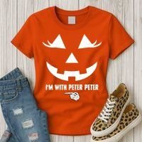 I'm With Peter Peter Skeleton Hand Pointing Matching Halloween Women's T-Shirt thumb 3
