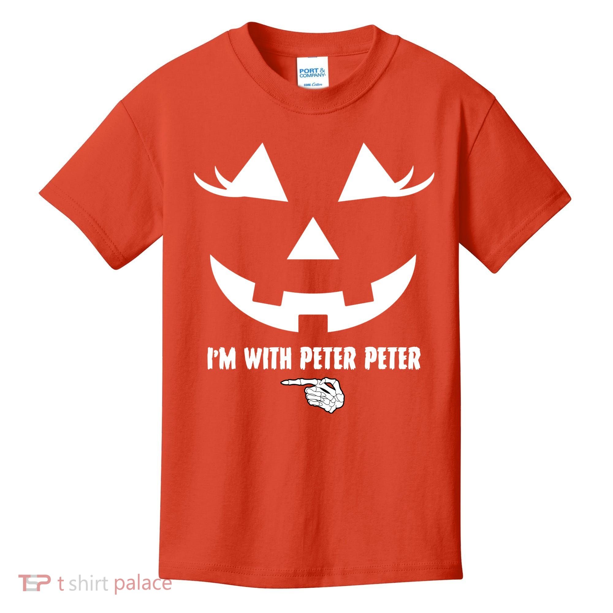 I'm With Peter Peter Skeleton Hand Pointing Matching Halloween Kids T-Shirt