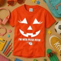 I'm With Peter Peter Skeleton Hand Pointing Matching Halloween Kids T-Shirt thumb 3