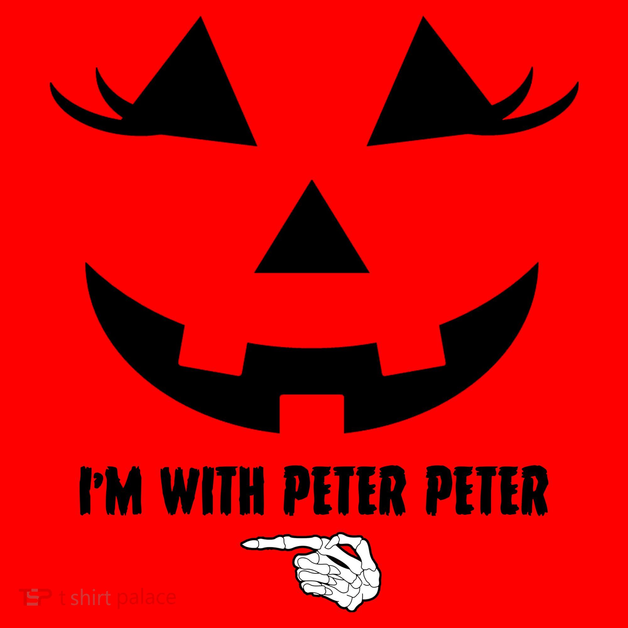I'm With Peter Peter Skeleton Hand Pointing Matching Halloween Santa Hat