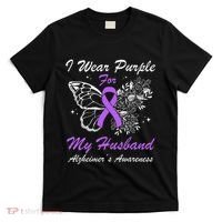 I Wear Purple For My Husband AlzheimerS Awareness Butterfly T-Shirt thumb 0