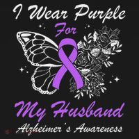 I Wear Purple For My Husband AlzheimerS Awareness Butterfly Women's Hoodie thumb 2