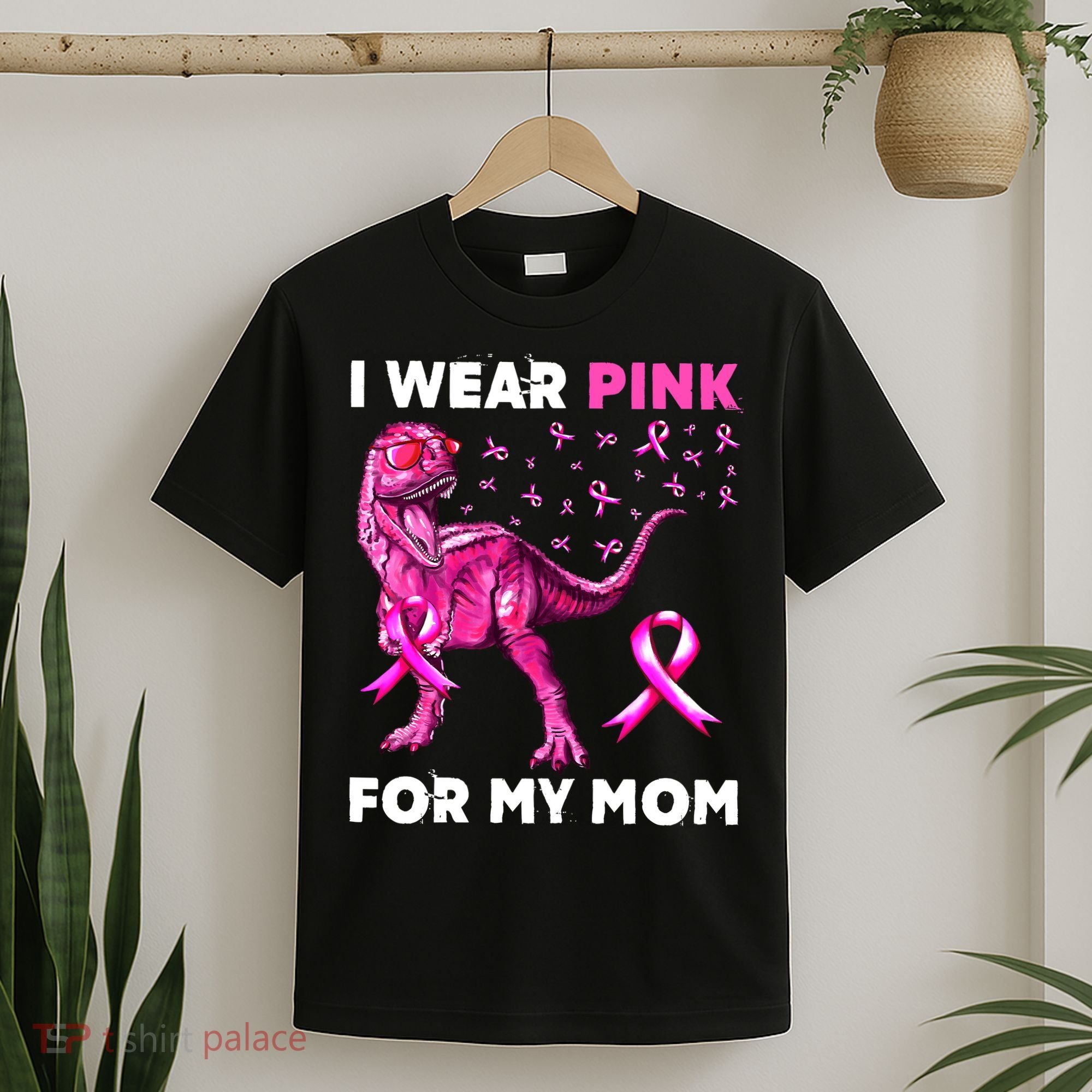I Wear Pink For My Mom Dinosaur Breast Cancer Awareness T-Shirt