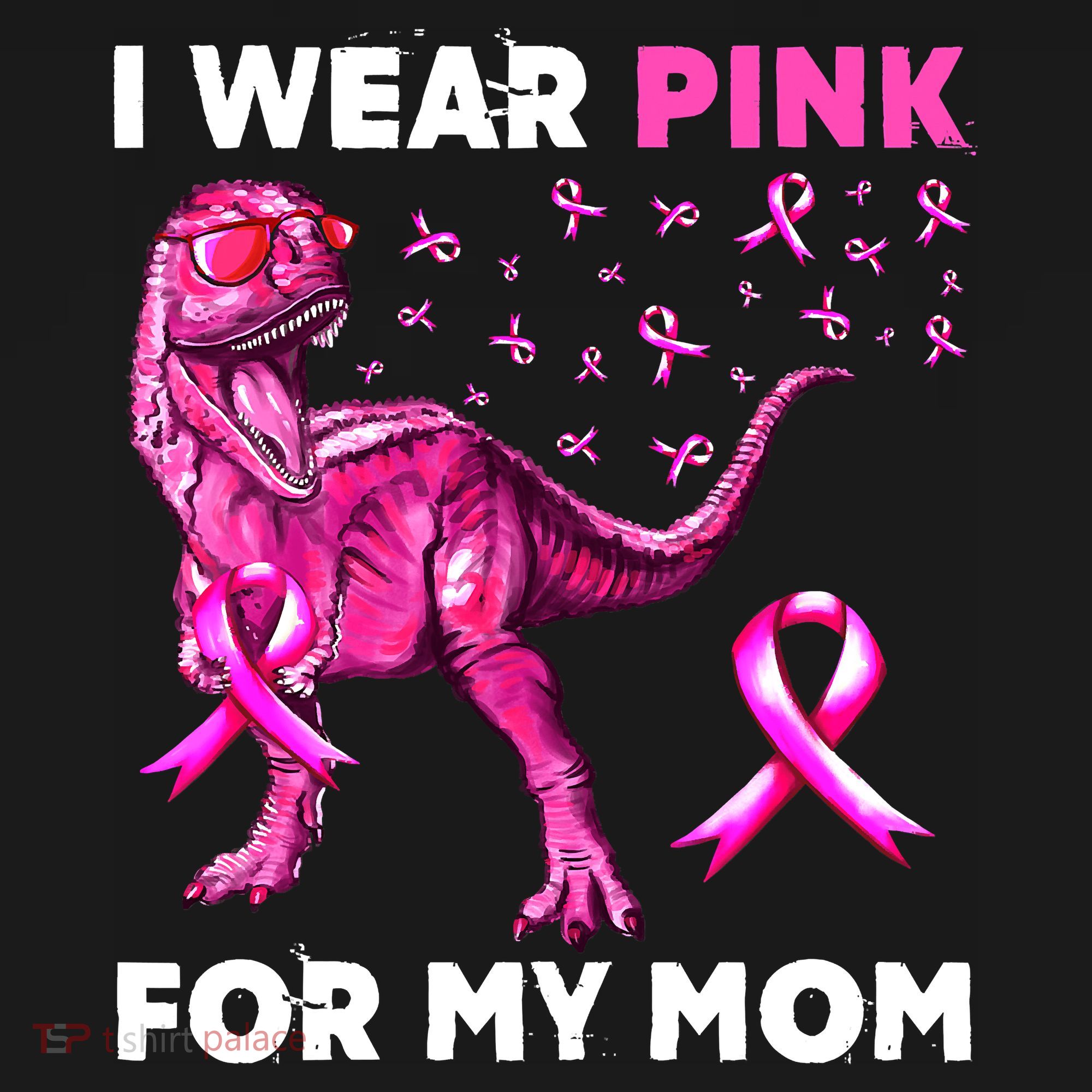 I Wear Pink For My Mom Dinosaur Breast Cancer Awareness T-Shirt