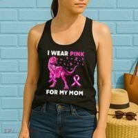 I Wear Pink For My Mom Dinosaur Breast Cancer Awareness Women's Tank Top thumb 2