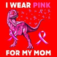 I Wear Pink For My Mom Dinosaur Breast Cancer Awareness Santa Hat thumb 1