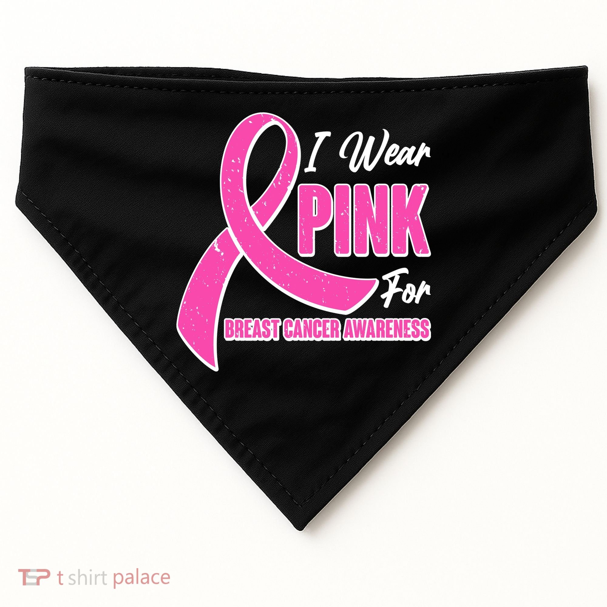 I Wear Pink For Breast Cancer Awareness USA-Made Doggie Bandana