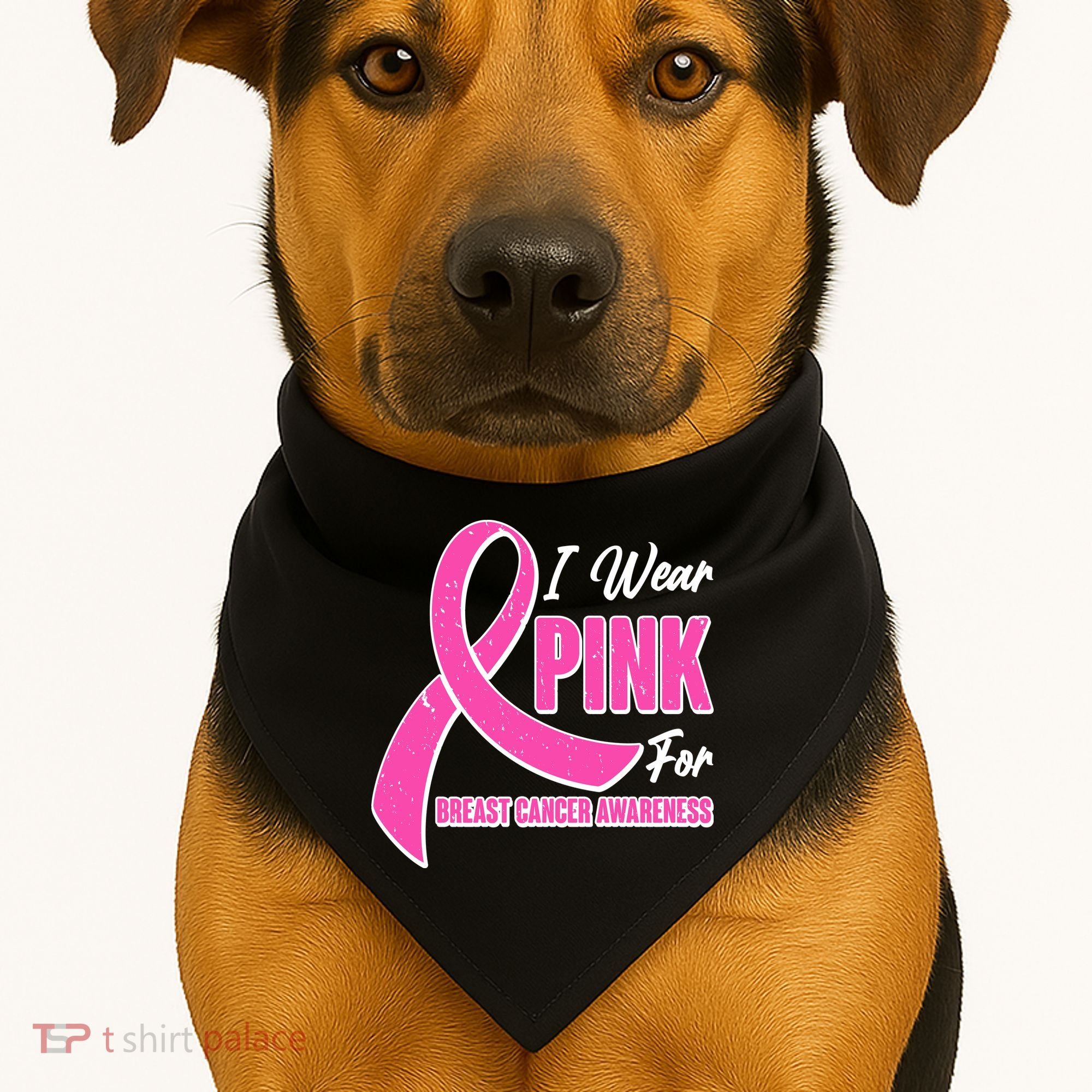 I Wear Pink For Breast Cancer Awareness USA-Made Doggie Bandana
