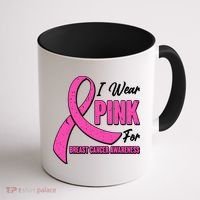 I Wear Pink For Breast Cancer Awareness Coffee Mug thumb 1