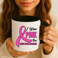 I Wear Pink For Breast Cancer Awareness Coffee Mug thumb 3