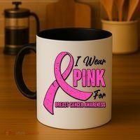 I Wear Pink For Breast Cancer Awareness Coffee Mug thumb 4