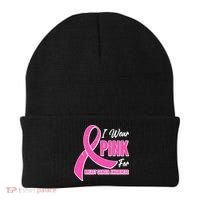 I Wear Pink For Breast Cancer Awareness Beanie thumb 0