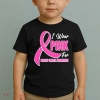 I Wear Pink For Breast Cancer Awareness Toddler T-Shirt thumb 2