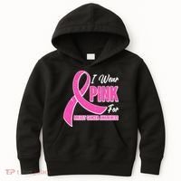 I Wear Pink For Breast Cancer Awareness Kids Hoodie thumb 0