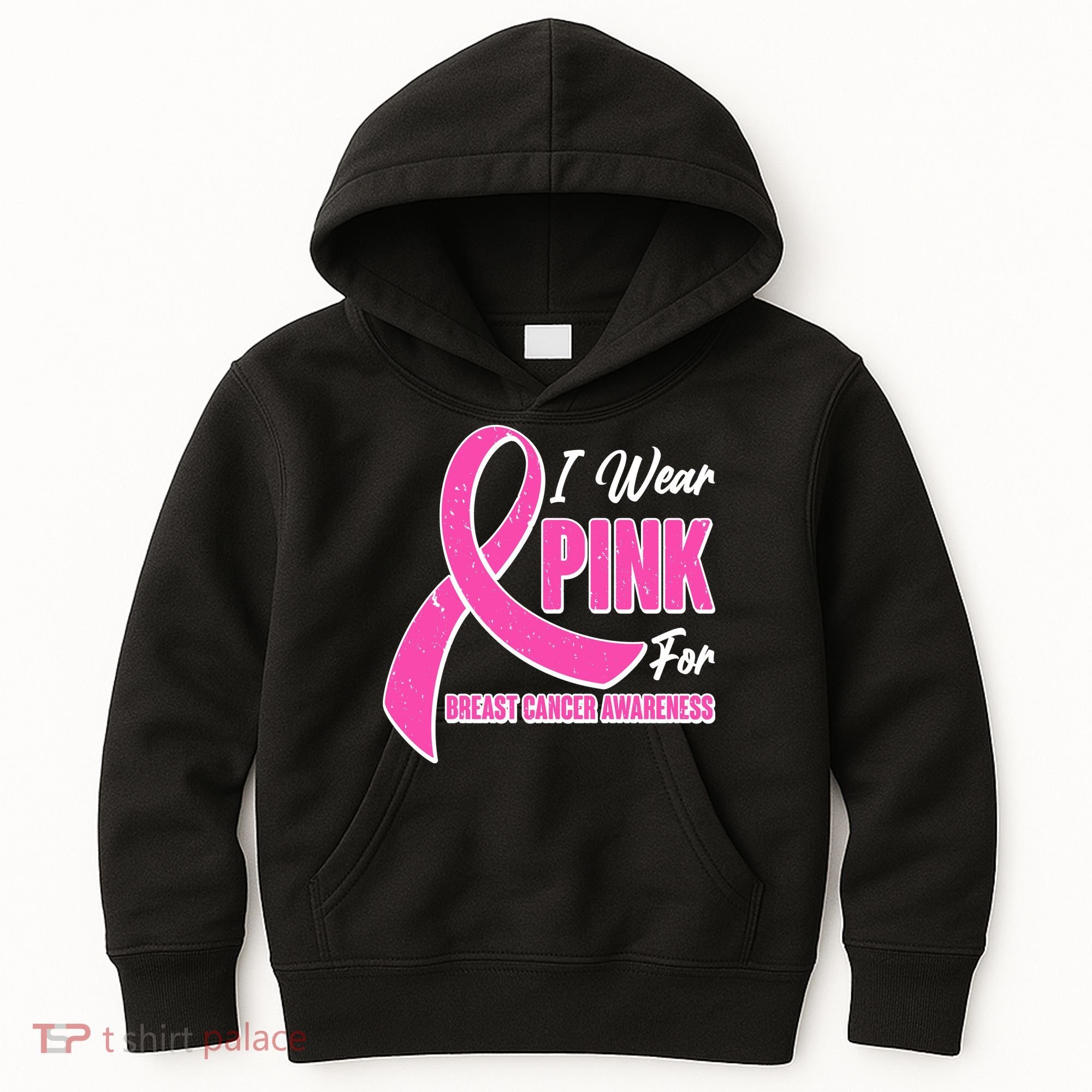 I Wear Pink For Breast Cancer Awareness Kids Hoodie