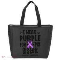 I Wear Purple For My Sister Epilepsy Awareness Tote Bag thumb 0