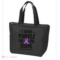 I Wear Purple For My Sister Epilepsy Awareness Tote Bag thumb 3