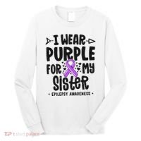 I Wear Purple For My Sister Epilepsy Awareness Long Sleeve Shirt thumb 0