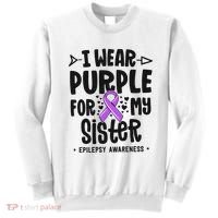 I Wear Purple For My Sister Epilepsy Awareness Sweatshirt thumb 0