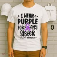 I Wear Purple For My Sister Epilepsy Awareness T-Shirt thumb 6